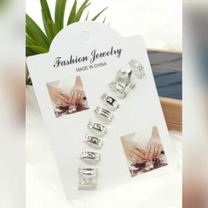 Set of 10 - Silver Stainless Adjustable Rings For Girls