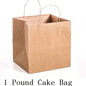 1 Pound Cake Bag Brown Paper Bags / Kraft Paper Bags with Handles 110 Grams