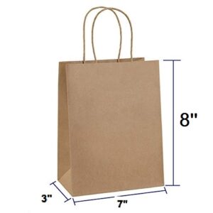 7 x 8 x 3 inches Paper Bags Brown / Kraft Paper Bags with Handles 110 Grams