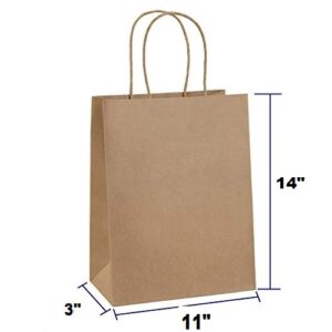 11 x 14 x 3 inches Paper Bags Brown / Kraft Paper Bags with Handles 110 Grams