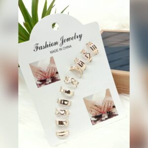 Set of 10 - Golden Stainless Adjustable Rings For Girls