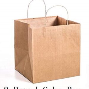 2 pound Paper cake Bags Paper Brown / Kraft Paper Bags with Handles 110 Grams