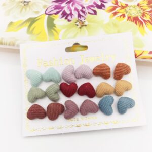 12 Pair / lot Stud Earrings Set For Women Girls Colorful Round Rhinestone Small Earring Luxury Wedding Jewelry Gifts