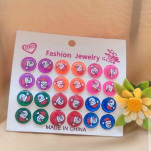 12 Pair / lot Stud Earrings Set For Women Girls Colorful Round Rhinestone Small Earring Luxury Wedding Jewelry Gifts