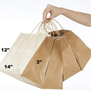 12 x 14 x 3 inches Paper Bags Brown / Kraft Paper Bags with Handles Bag Shape 110 Grams