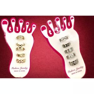 Pack of 5 Golden and 5 Set of Silver Stainless Adjustable Toe Rings For Girls