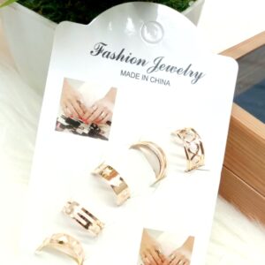 Set of 5 - Golden Stainless Adjustable Rings For Girls