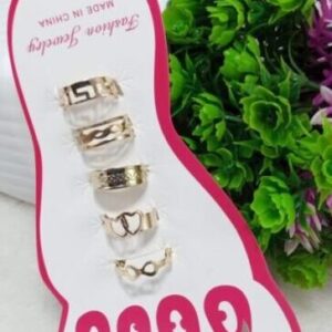 Set of 5 - Golden Stainless Adjustable Toe Rings For Girls