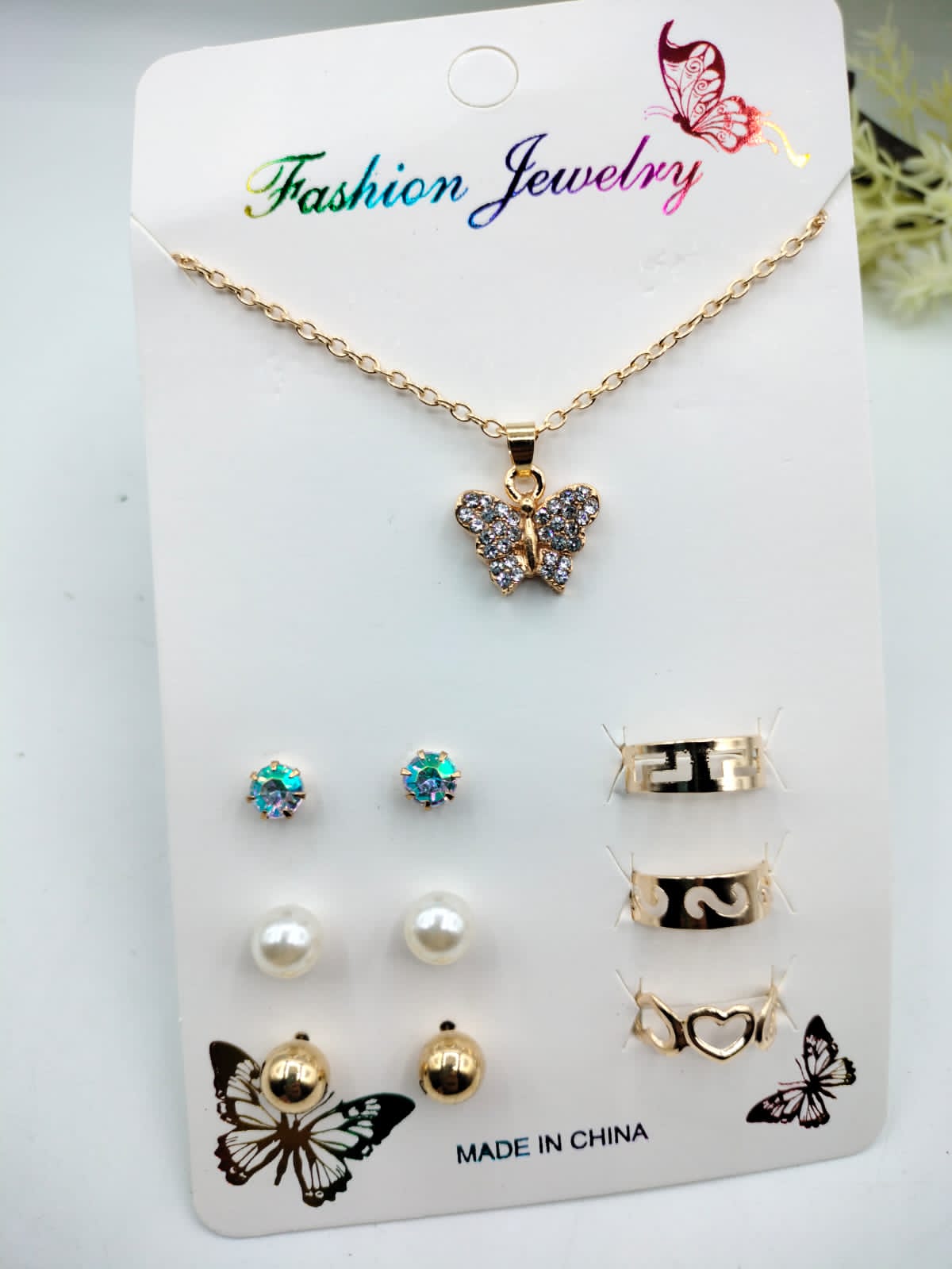 Butterfly Jewelry Golden Set