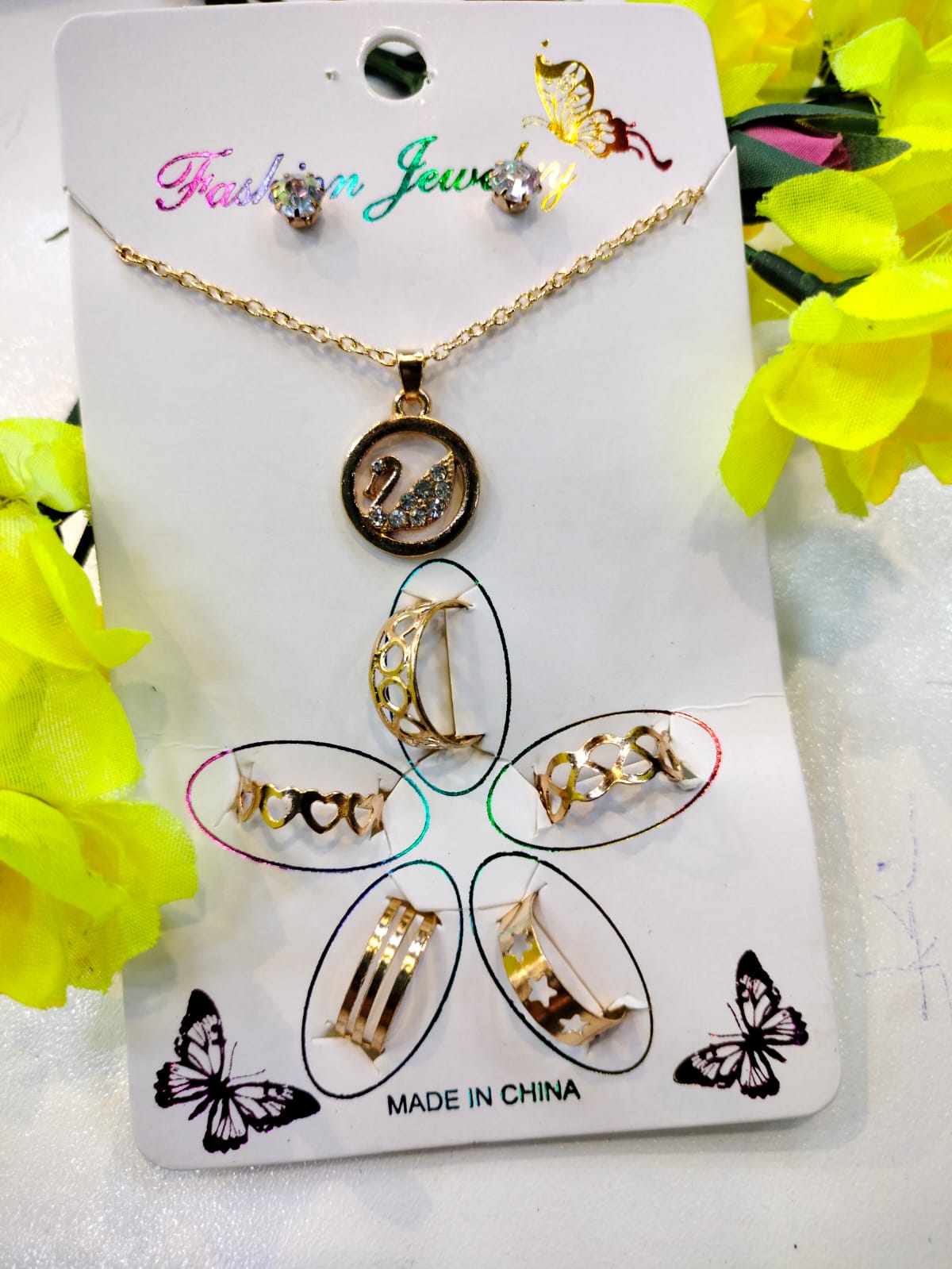 Jewelry Set Swan Golden