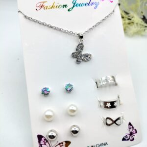 Silver Jewelry Set Butterfly