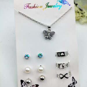 Butterfly Jewelry Silver Set