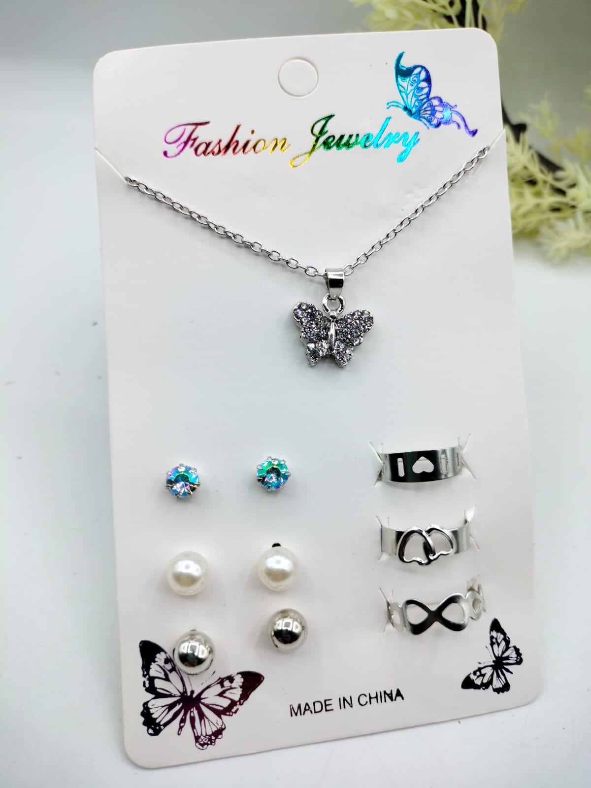 Butterfly Jewelry Silver Set