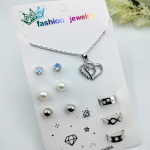 Silver Heart Jewelry Set