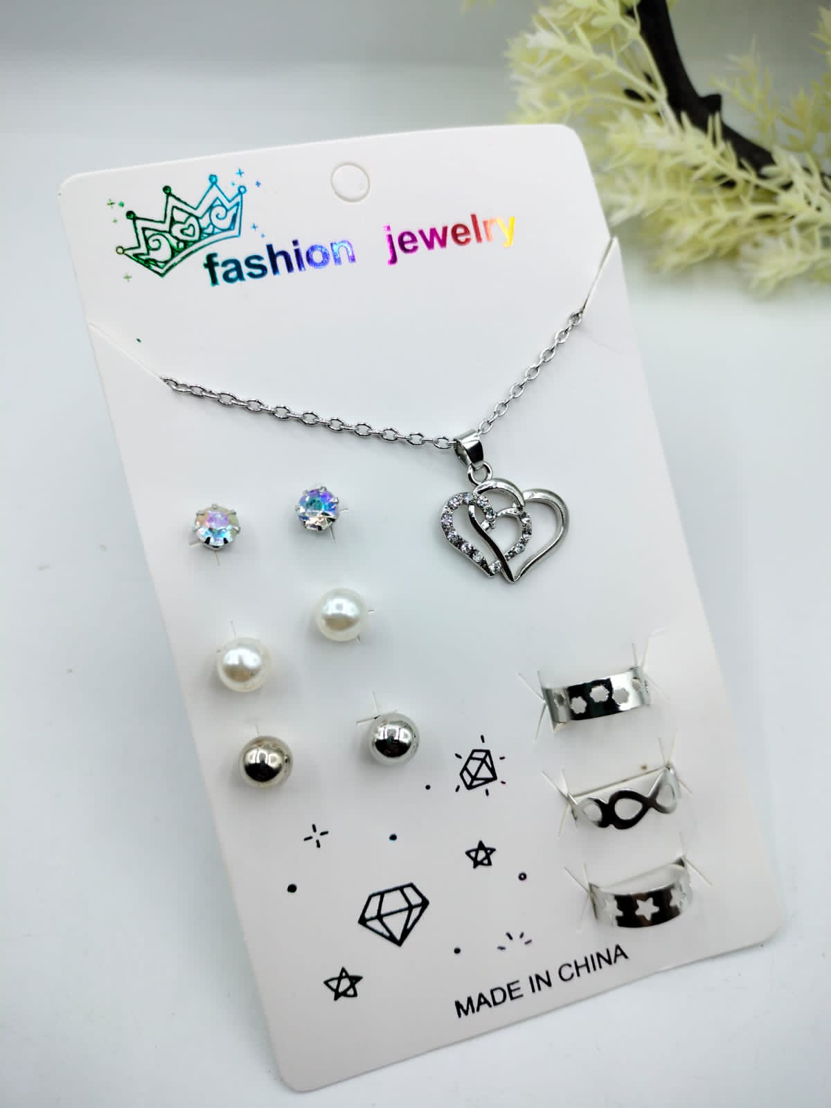 Silver Heart Jewelry Set