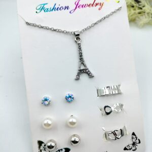 Silver Eiffel Jewelry Set