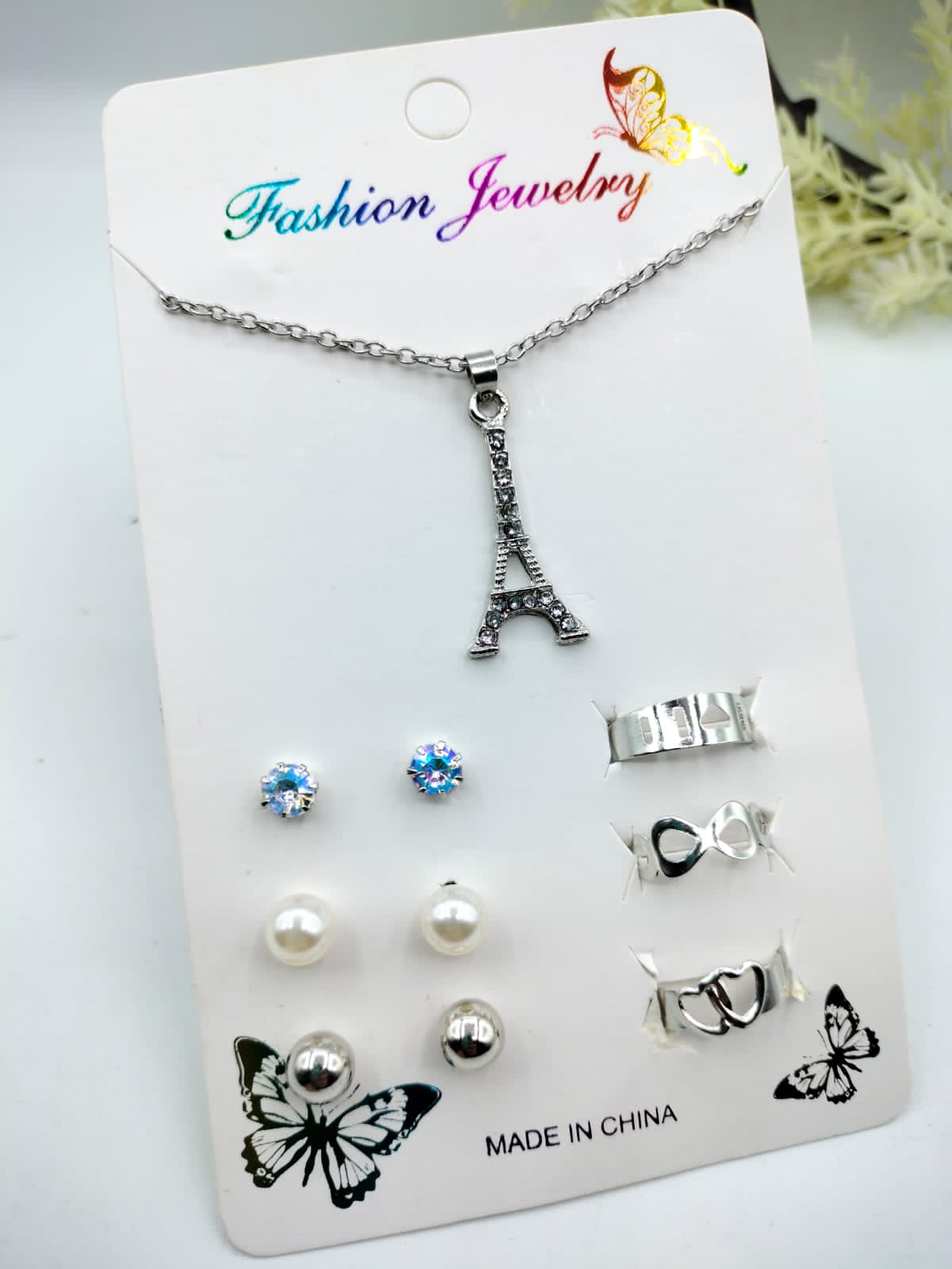 Silver Eiffel Jewelry Set