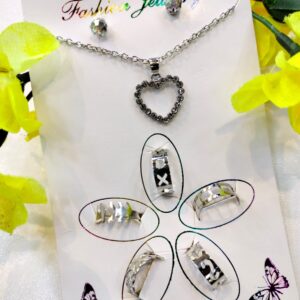 Jewelry Set Heart Silver