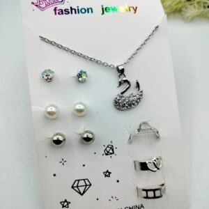Silver Swan Jewelry Set