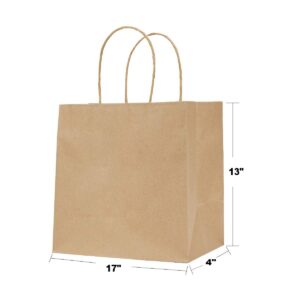 17 x 13 x 4 inches Paper Bags Brown / Kraft Paper Bags with Handles Bag Shape 110 Grams