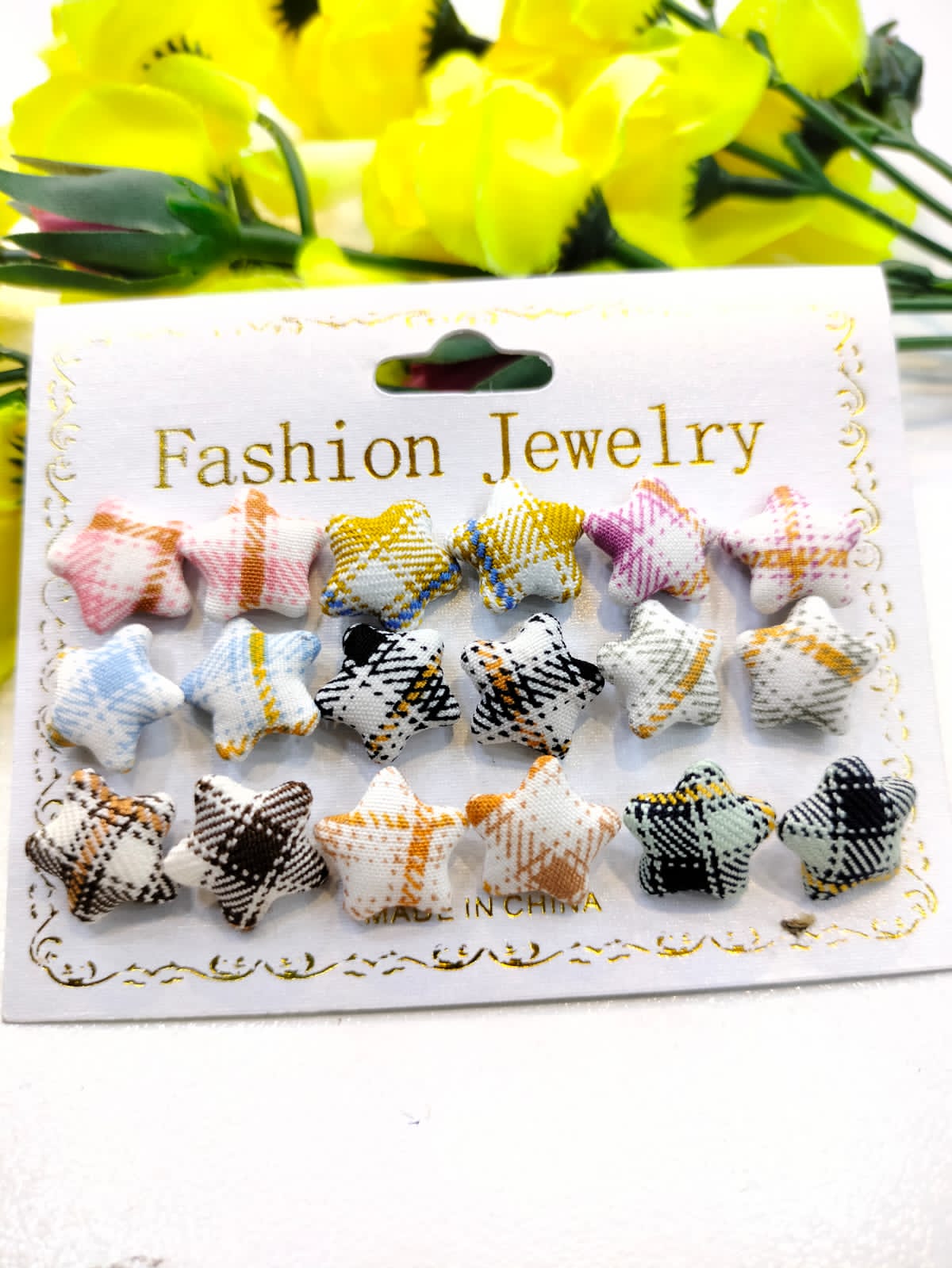 Checkered Star Studs Card