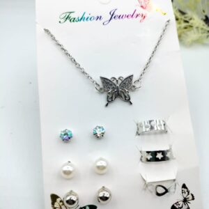 Butterfly Jewelry Set Silver