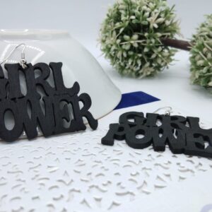 Trendy Newest Girl Power Wooden Earrings