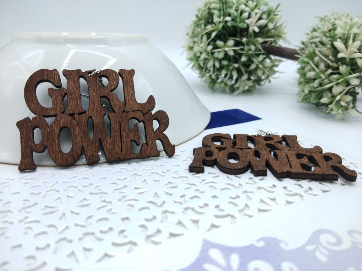 Trendy Newest Girl Power Wooden Earrings