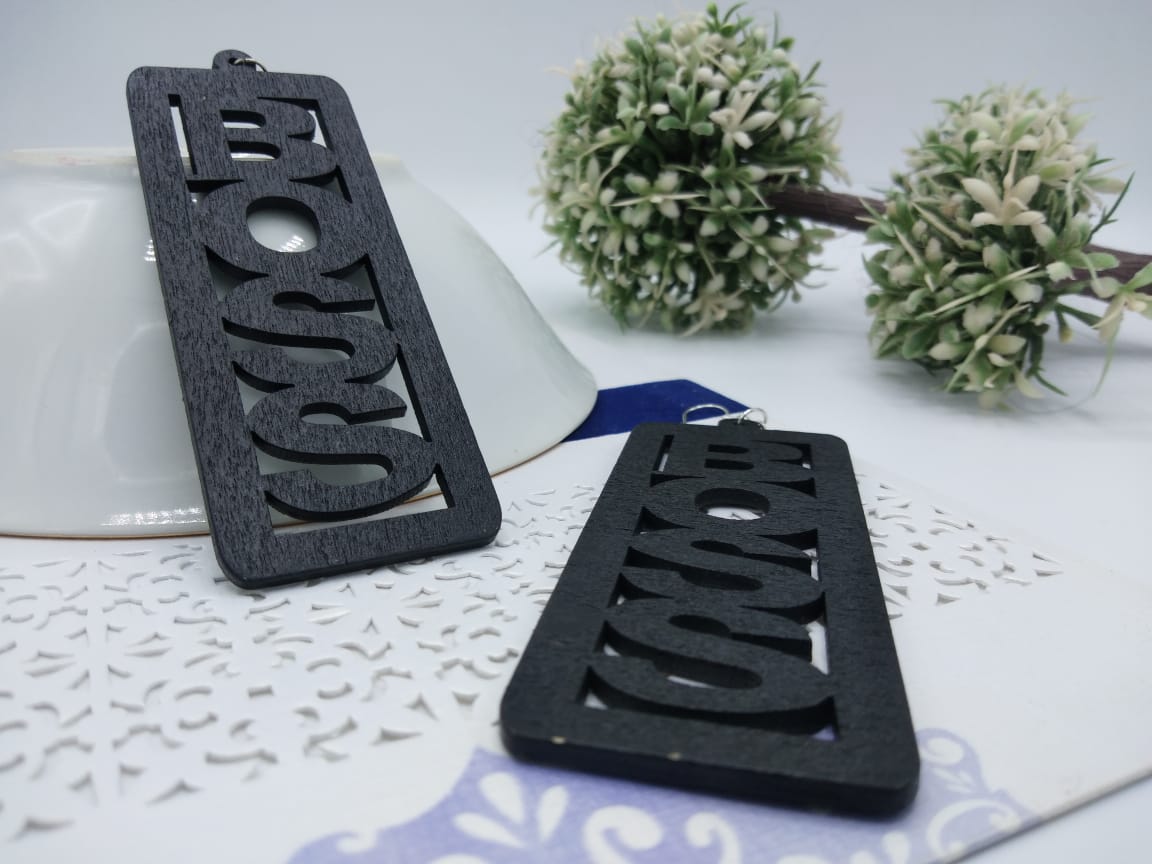 Trendy Newest Black Boss Wooden Earrings