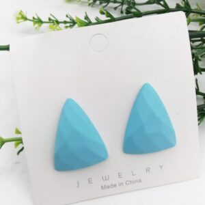 New Trendy Fashion Triangular Blue Color Drop Earrings for Women
