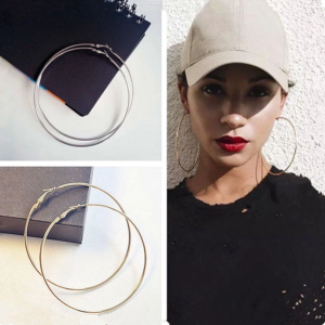 Fashion Golden / Silver Simple Big Circle Hoop Earrings for Women and Girls Jewelry