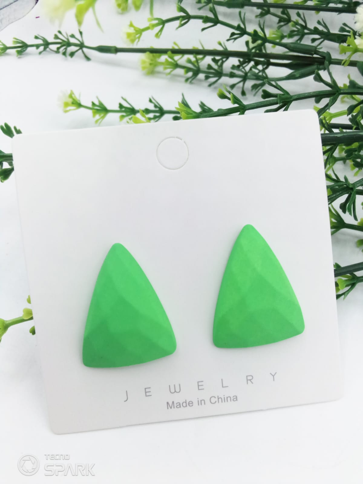 New Trendy Fashion Triangular Light Green Color Drop Earrings for Women