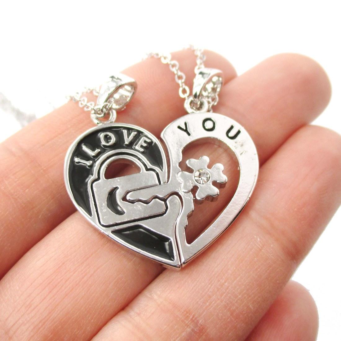 Creative Design I Love You Key Lock Pendants Couples Necklace