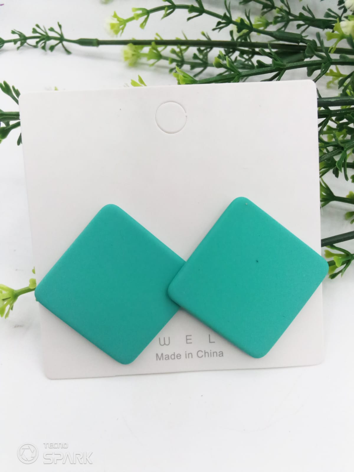 New Trendy Fashion Square Green Color Drop Earrings for Women