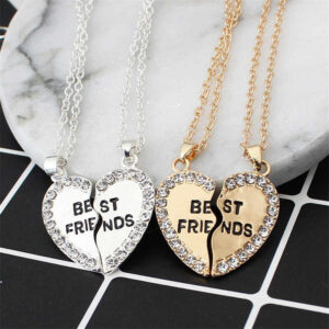Pack Of Two Unisex 2 Pcs Best Friend Letter Necklace Fashion Couple Friendship Jewelry