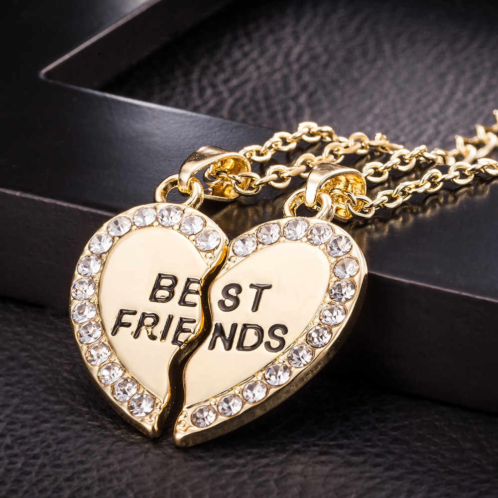 Unisex 2 Pcs Best Friend Letter Necklace Fashion Couple Friendship Jewelry