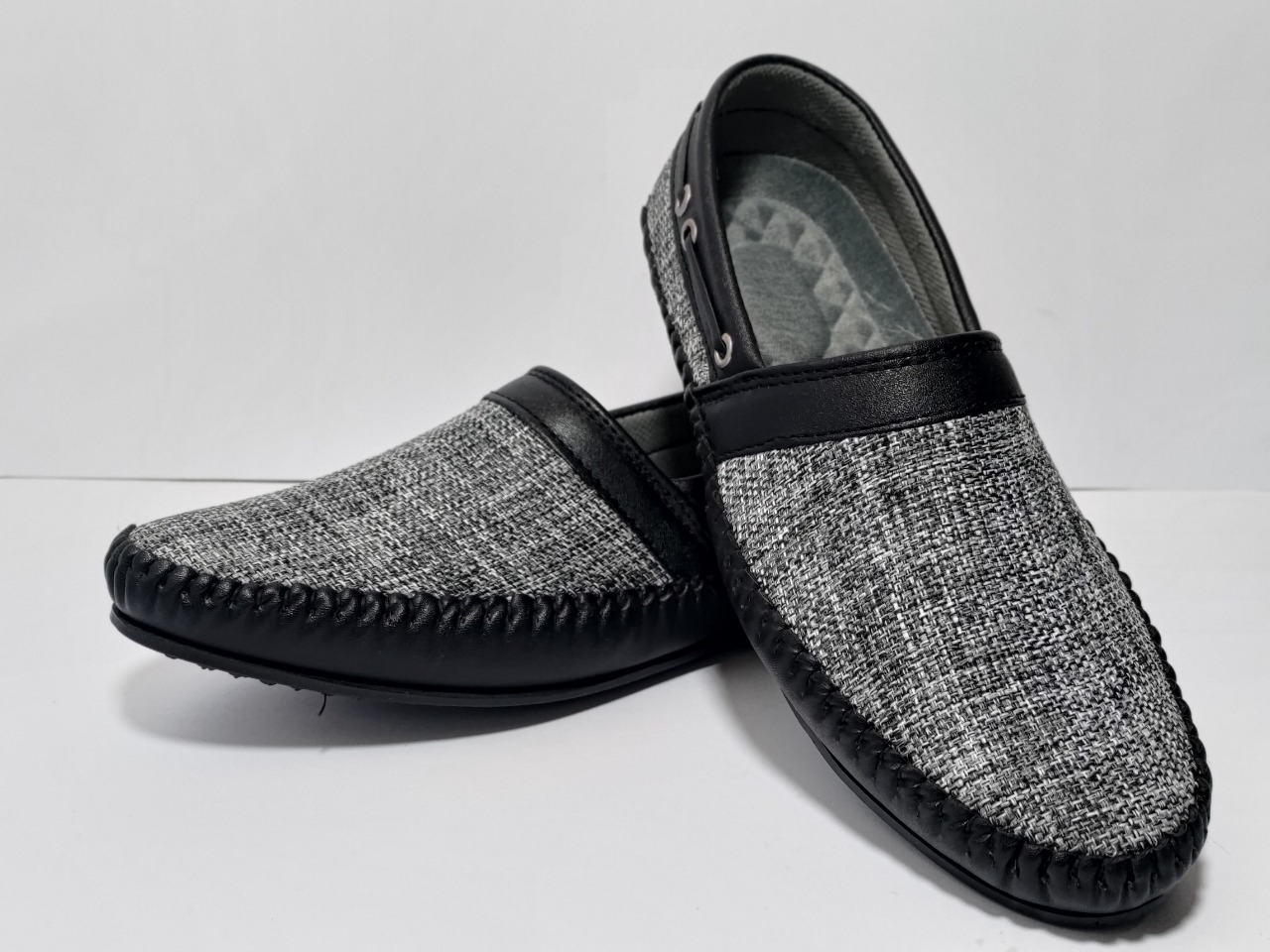 Luxury Men Velvet Loafer Shoes Unique Italian Design Grey Color