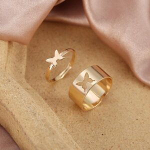 Butterfly Rings Set For Couple Women Men Fashion Adjustable Key Love Ring Friendship Lover Jewelry