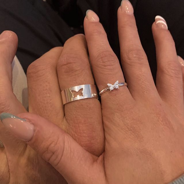 Butterfly Rings Set For Couple Women Men Fashion Adjustable Key Love Ring Friendship Lover Jewelry - Image 2