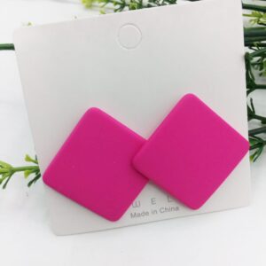 New Trendy Fashion Square Pink Color Drop Earrings for Women