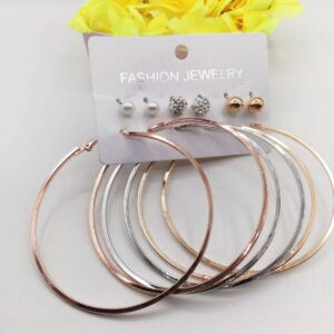 6 Pairs / Sets Golden and Silver Hoops and Studs (Bali and Tops)