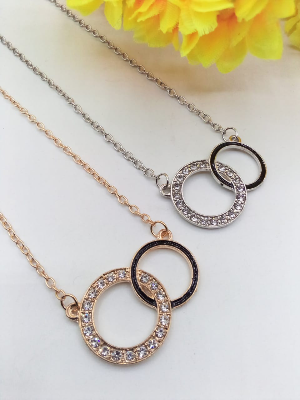 Pack Of Two Pendants For Women Crystal Jewelry Charm Statement Chain Necklaces