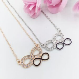 Pack Of Two Infinity Pendants For Women Crystal Jewelry Charm Statement Chain Necklaces