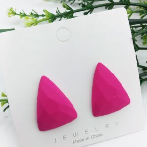 New Trendy Fashion Triangular Pink Color Drop Earrings for Women