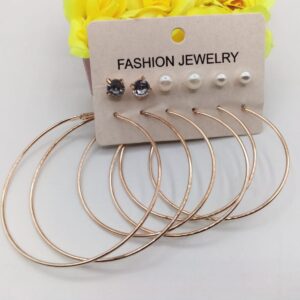 6 Pairs / Sets Golden Hoops and Studs (Bali and Tops)