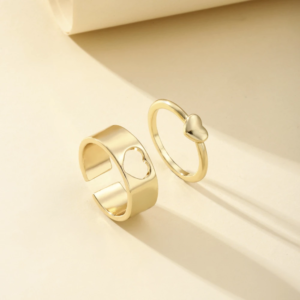 Heart Rings Set For Couple Women Men Fashion Adjustable Key Love Ring Friendship Lover Jewelry