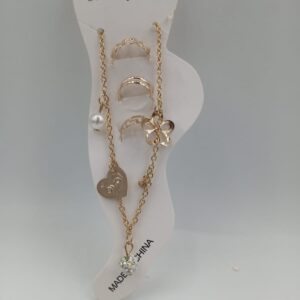 Golden Anklet Ring Love Set
