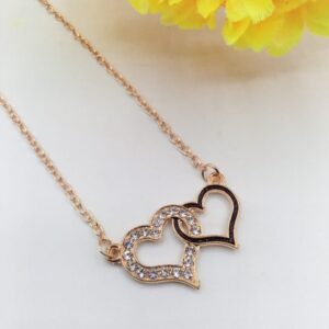 Golden Heart Pendant For Women Crystal Jewelry Charm Statement Chain Necklaces