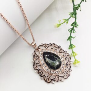 Golden Black Pearl Pendant For Women Crystal Jewelry Charm Statement Chain Necklaces