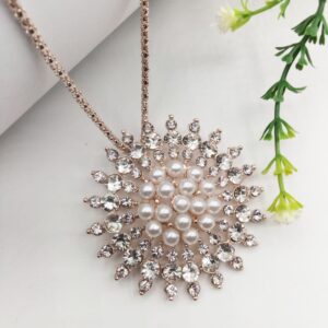 Golden Dandelion Pendant For Women Crystal Jewelry Charm Statement Chain Necklaces